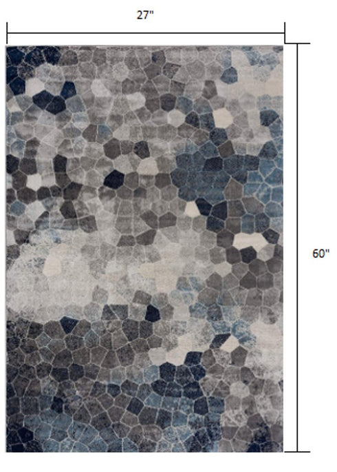 2' X 3' Navy Blue Cobblestone Pattern Scatter Rug